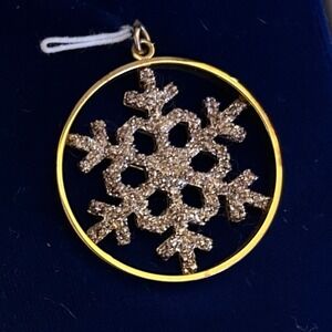 Franklin Mint Crystal Snowflake Pendant Vintage 1978 24 Karat Gold over Sterling
